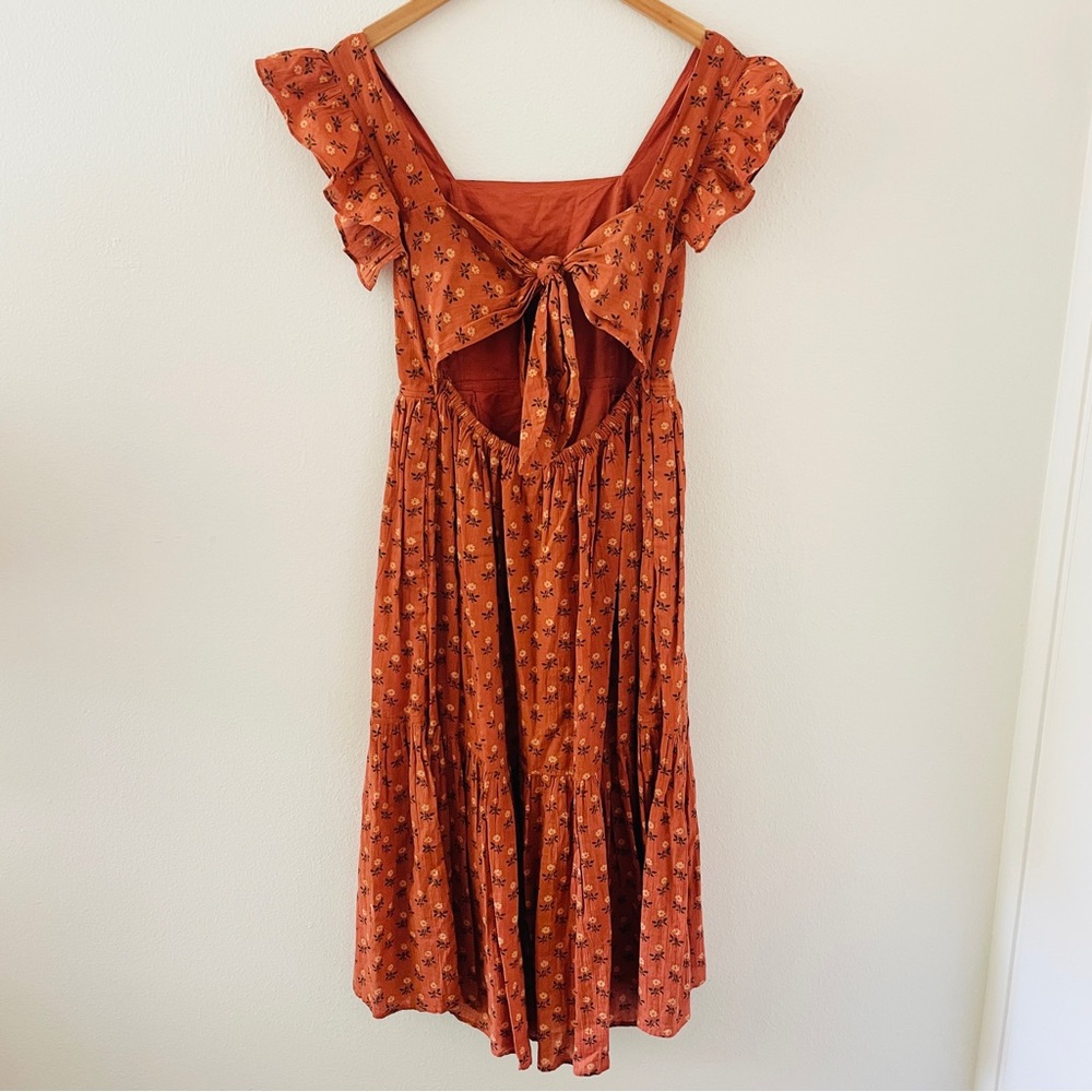 Madewell Ruffle-Strap Tiered Midi Dress in Wild Calendula Block-Print - Picture 10 of 11